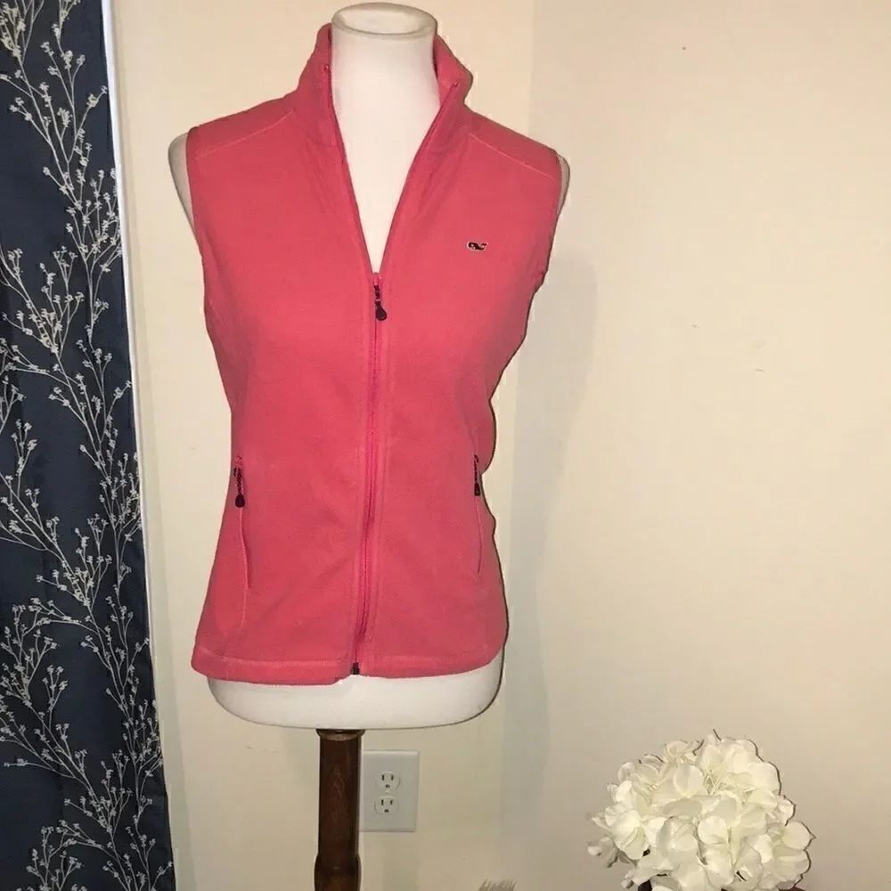 Vineyard Vines Sweater Fleece Vest Pink Zip Up